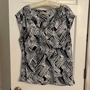 Trina Turk navy and white sleeveless top L